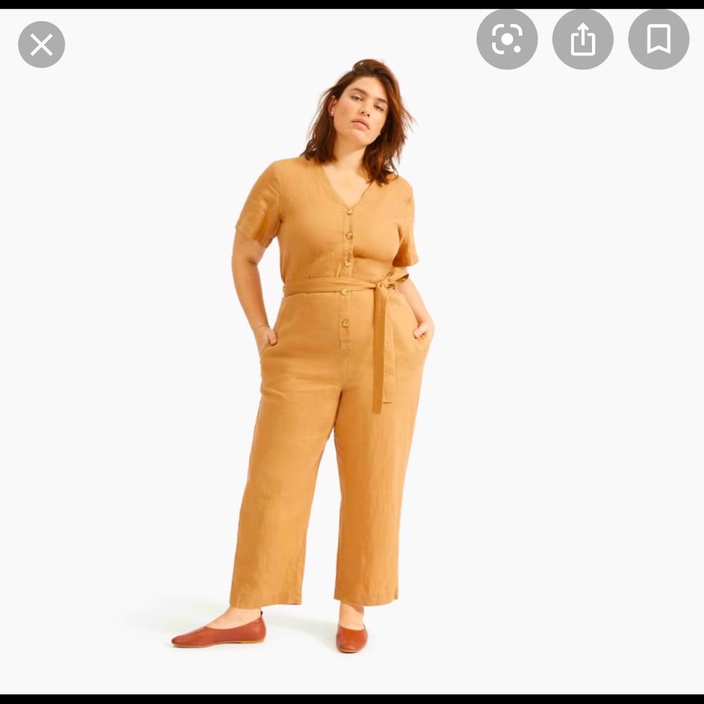 Everlane Linen Jumpsuit Tawny Brown
